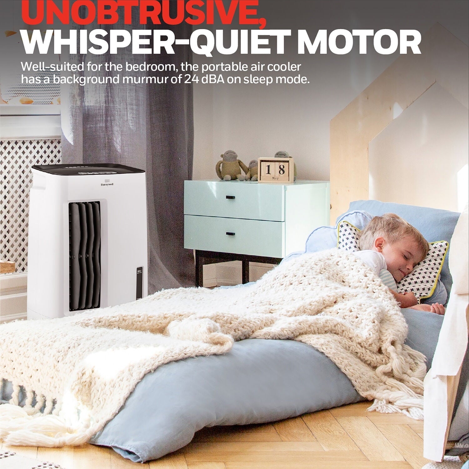 Honeywell 176 CFM Indoor Evaporative Air Cooler (Swamp Cooler) with Remote Control in White/Gray