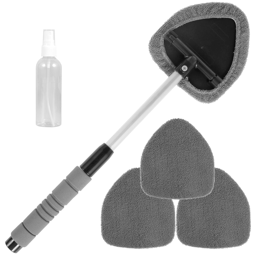 CIVG Windshield Cleaner Microfiber Car Window Cleaner with 4 Reusable and Washable Pads Extendable Handle and Spray Bottle Auto Interior Exterior Glass Wiper Car Window Cleaning Tool Kit