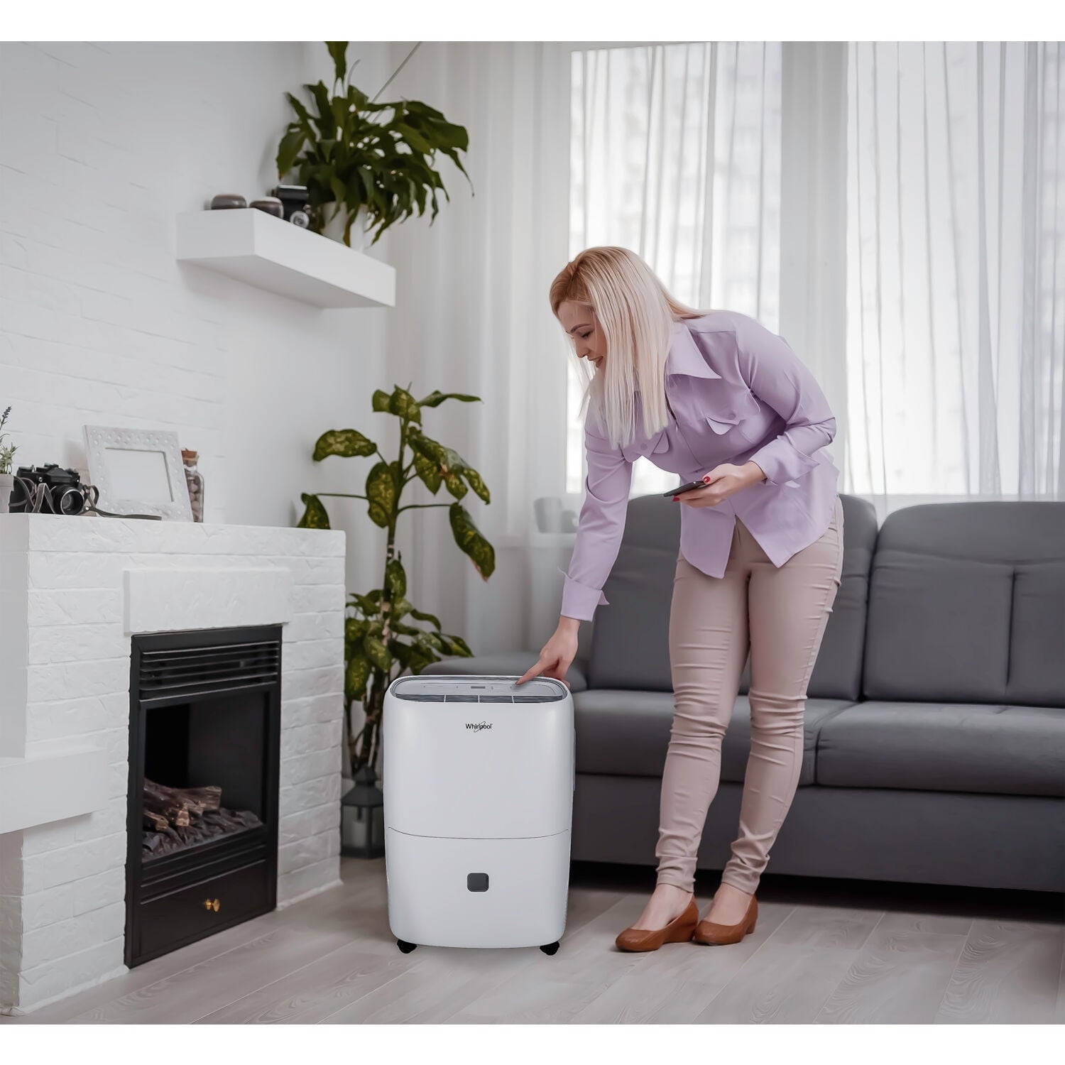 Whirlpool 20 Pt. 1,500 Sq. ft. Dehumidifier in White - Automatic Shut-off, Bucket Full Indicator