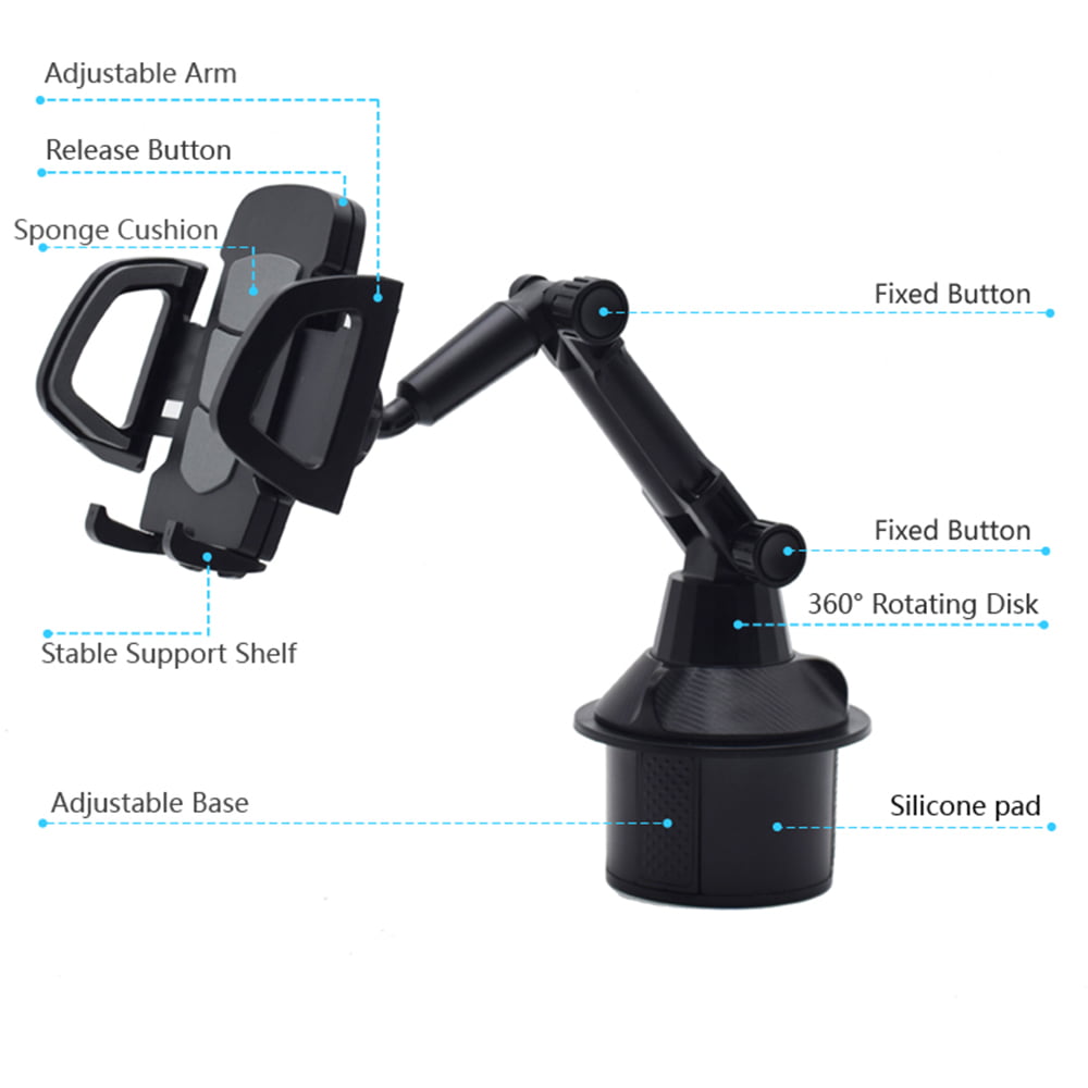 Universal Car Cup Holder Phone Mount Cell Phone Holder Adjustable Cup Holder Cradle Car Mount with Flexible Long Neck for Cellphone