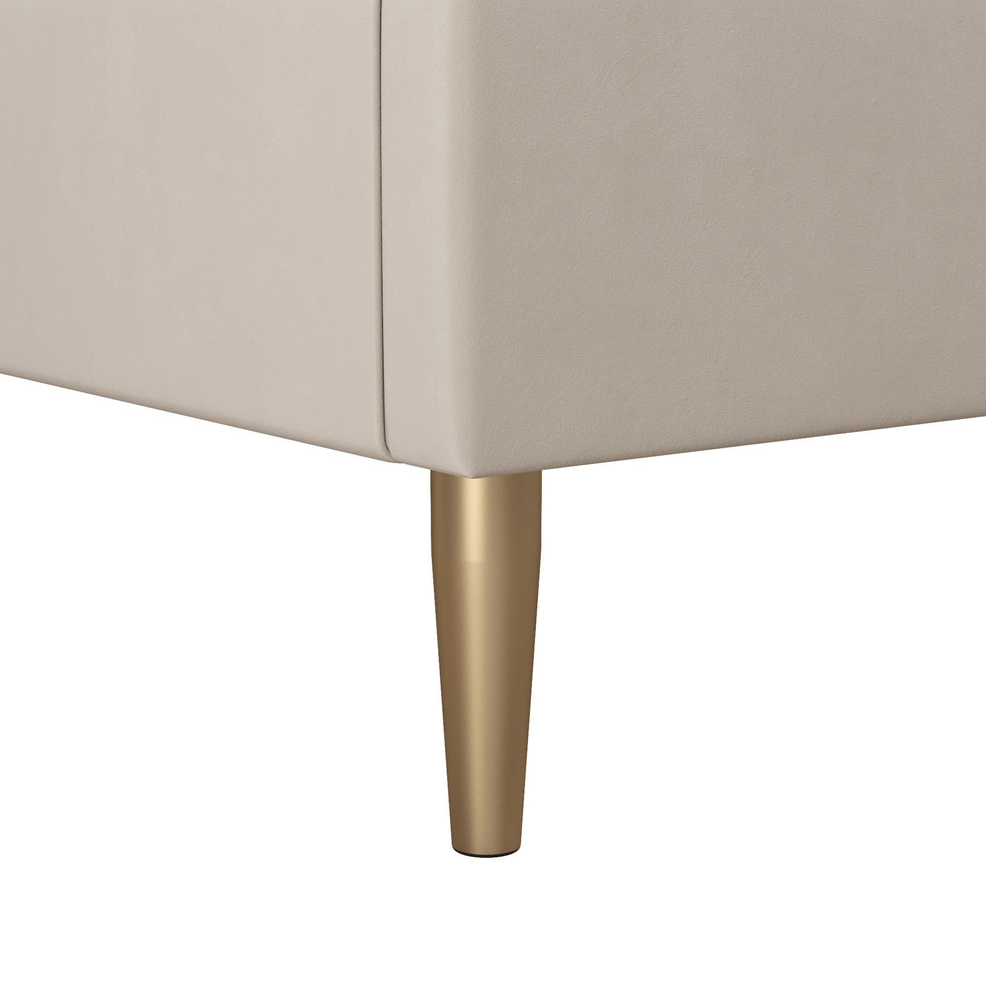 Mr. Kate Daphne Upholstered Bed with Headboard and Modern Platform Frame, Queen, Ivory Velvet