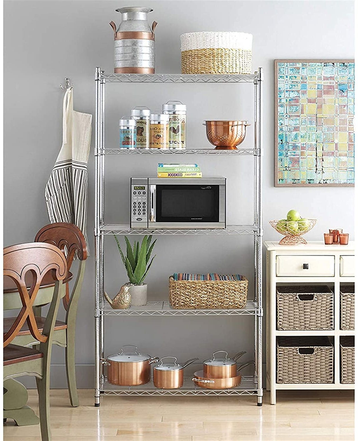 Ktaxon 5-Tier Wire Shelving Unit, Steel Storage Rack for Office Kitchen 30" W x 14" D x 60" H, Silver