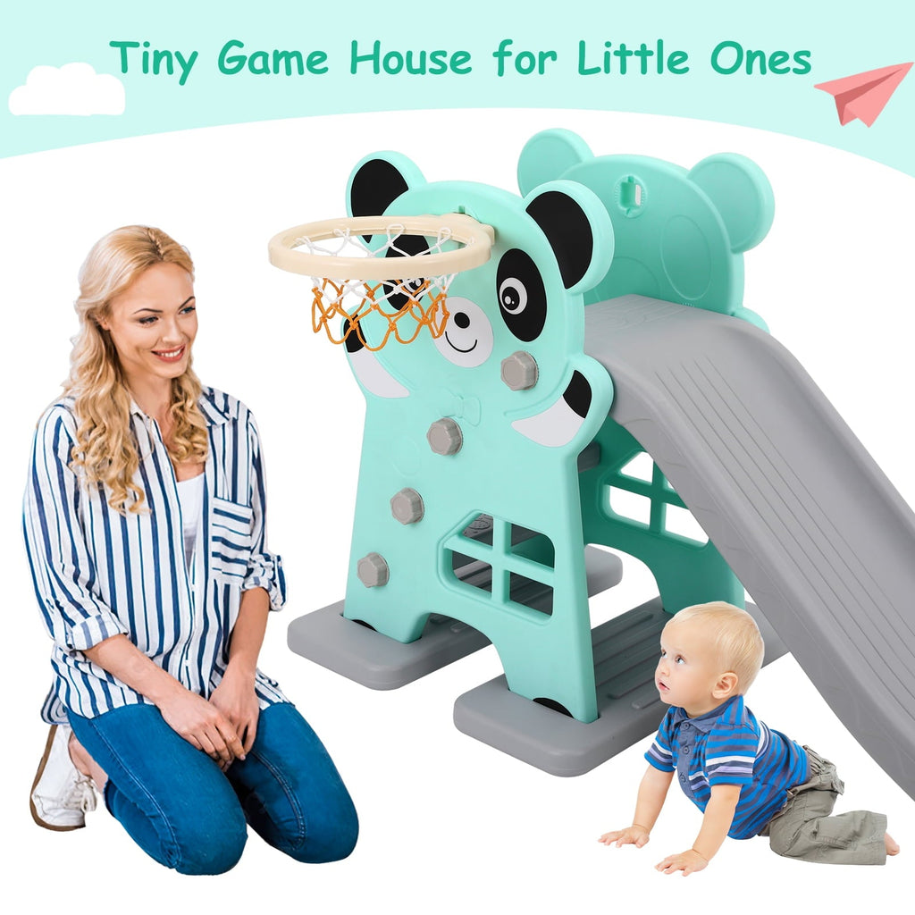 Increkid Toddler Slide Kids Climber Slide Play Set with Basketball Hoop for Indoor & Outdoor