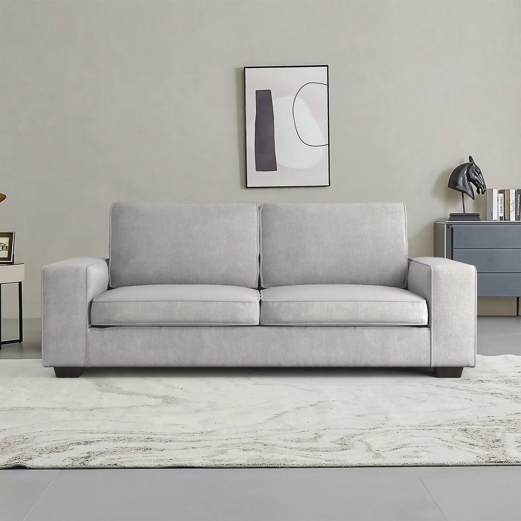 INGALIK 88.58" Modern Loveseat Sofa for Living Room, Chenille Sofa and Couch with Square Armrests, Removable Sofa Cushions and Detachable Sofa Cover, Easy to Install, 3 Seater, Light Grey