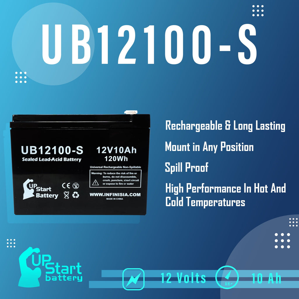 3x Pack - Schwinn S750 Battery Replacement - UB12100-S Universal Sealed Lead Acid Battery (12V, 10Ah, 10000mAh, F2 Terminal, AGM, SLA)