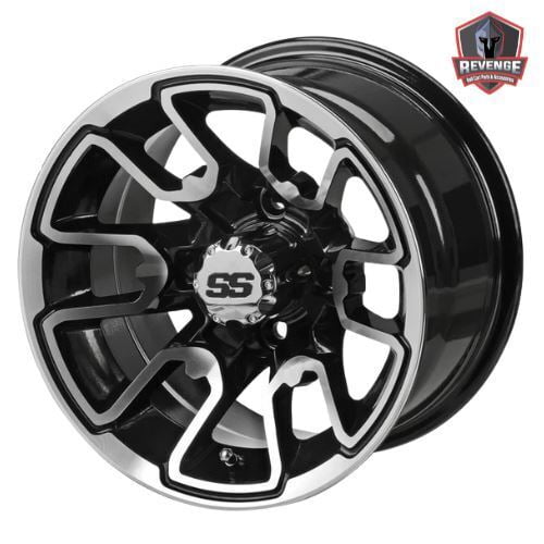 12" Tombstone Machine Black Golf Cart Wheels and Tires Combo 215/40-12 Set of 4