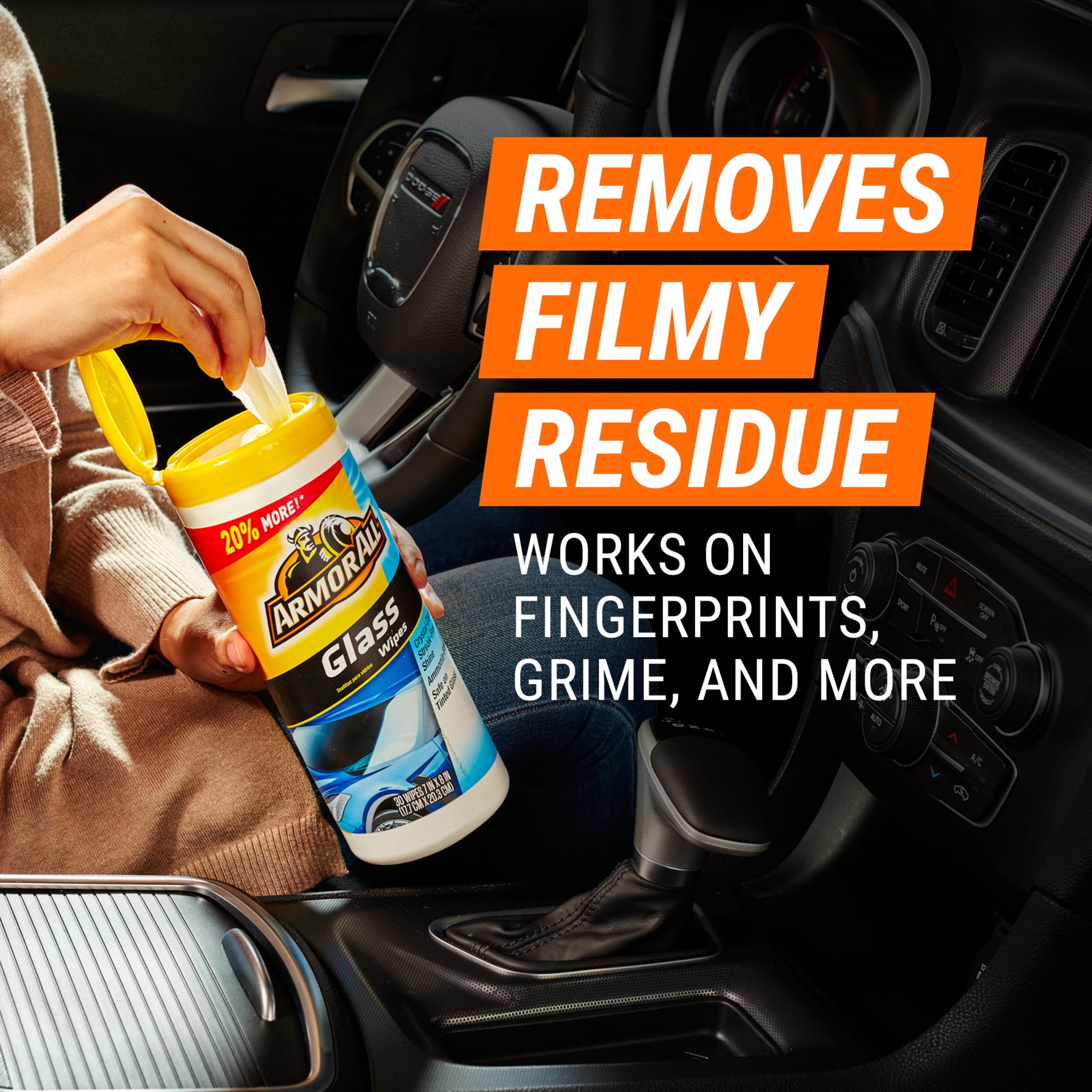 Armor All Glass Wipes, 30 ct, Car Cleaning, Auto Detailing