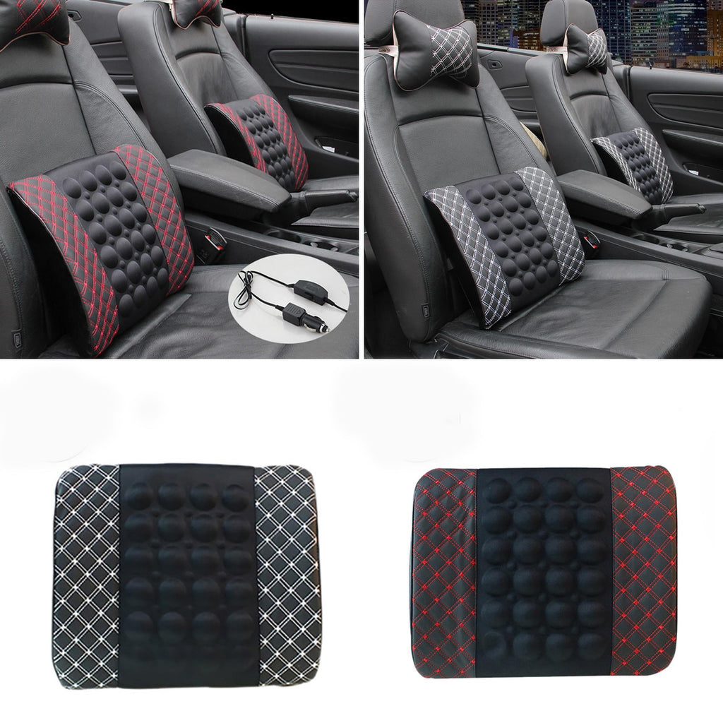 Walbest 12V Car Electric Massage Cushion Lumbar Massage, Car Seat Back Support Waist Cushion, Lumbar Relaxation Devices, Car Waist Pad Pillows for Driver Car Cushion Relieve Body, Microfiber Leather