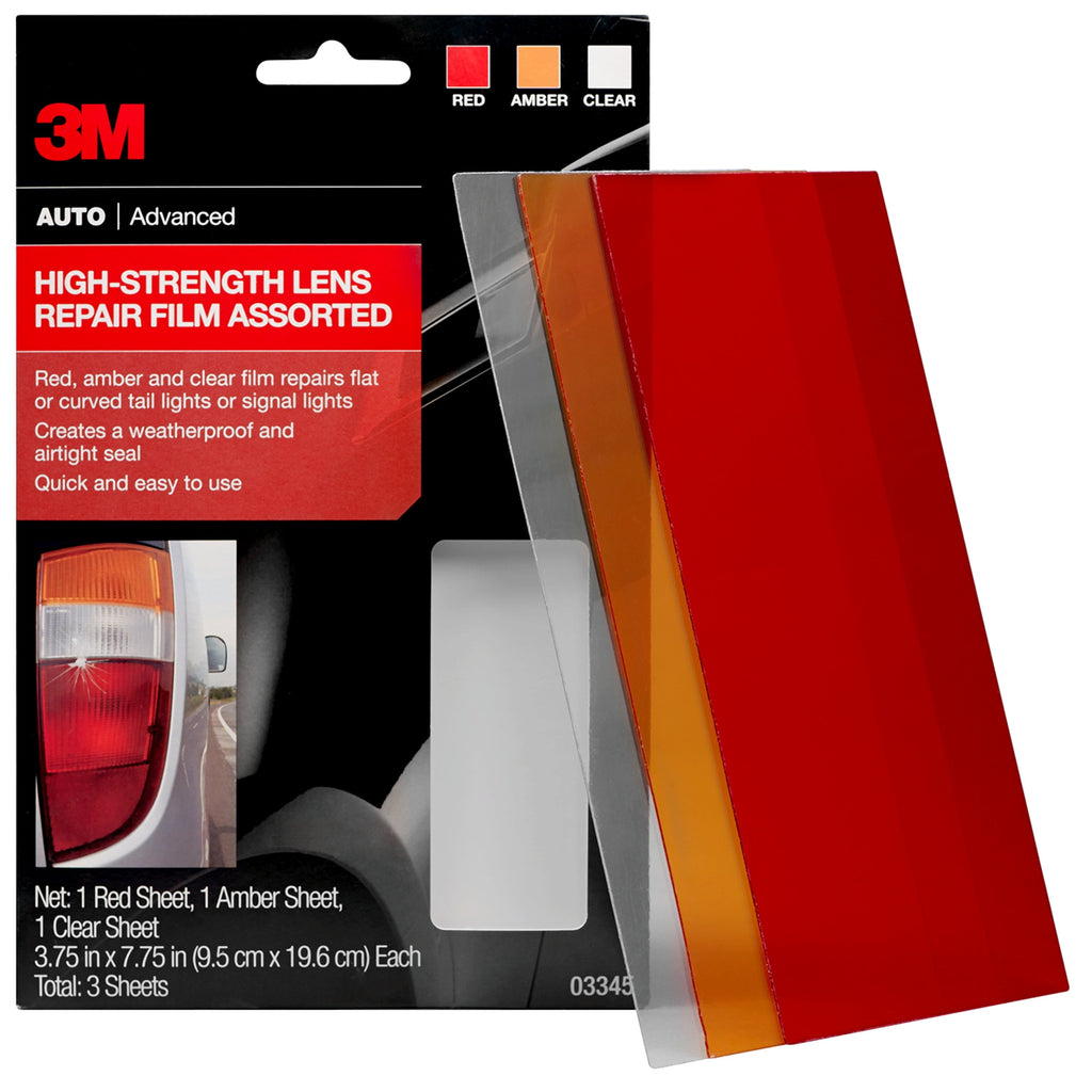 3M Auto Advanced Assorted High-Strength Lens Repair Film Sheets, 3 Count Pack