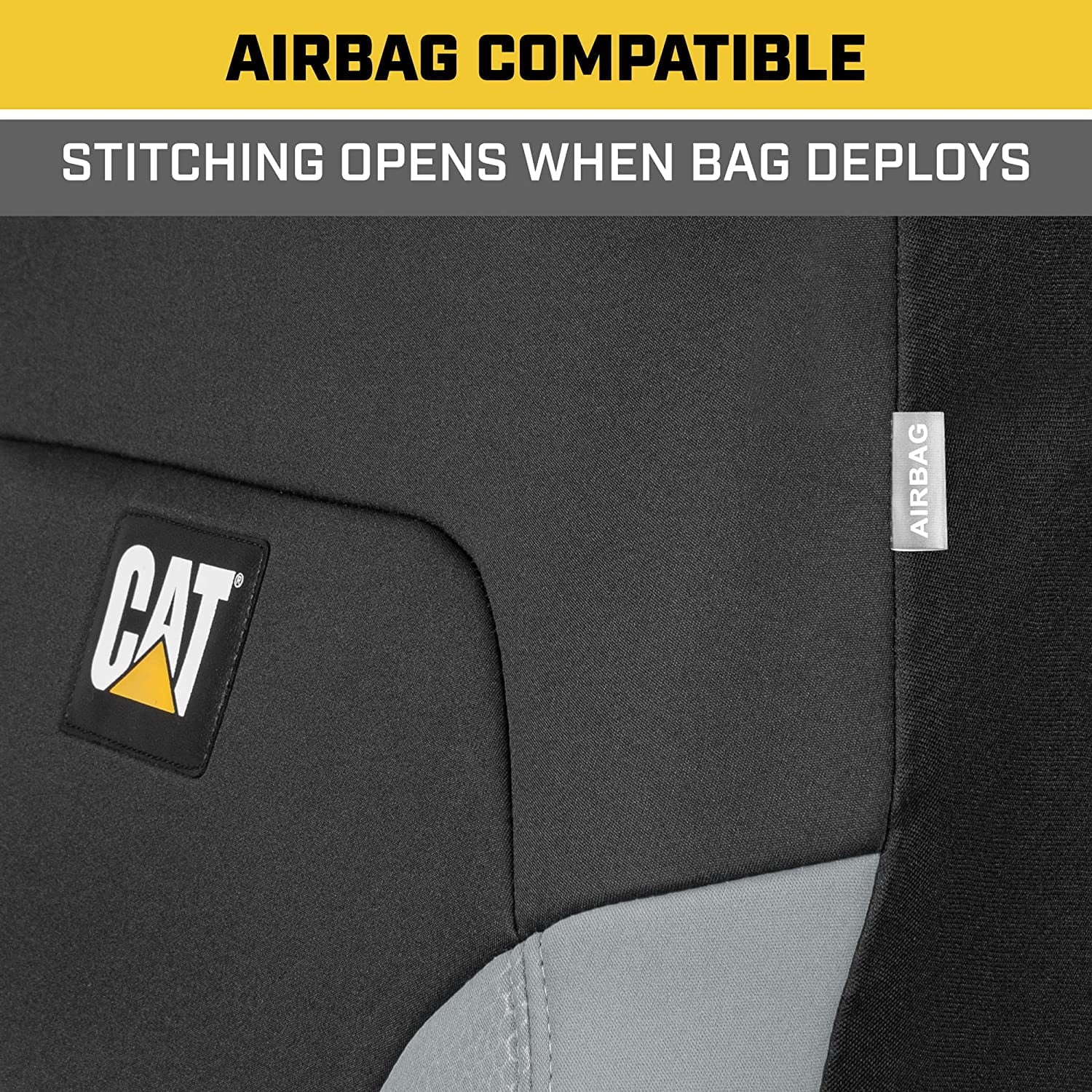 Caterpillar FlexFit Automotive Seat Covers for Cars Trucks and SUV (Set of 2) – Car Seat Covers for Front Seats