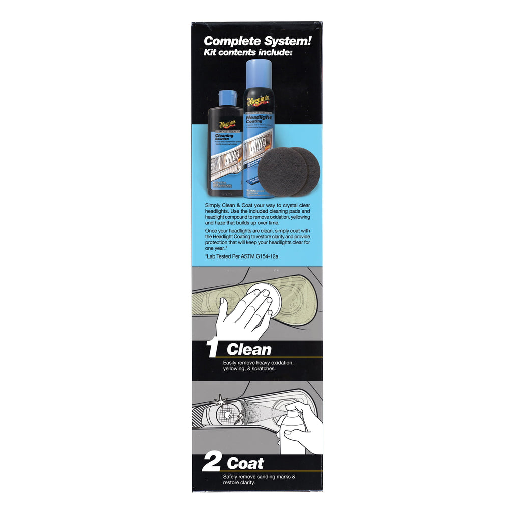 Meguiar's Two Step Headlight Restoration Kit, Clear – Cleaning Solution, 4 Count (1 Pack)