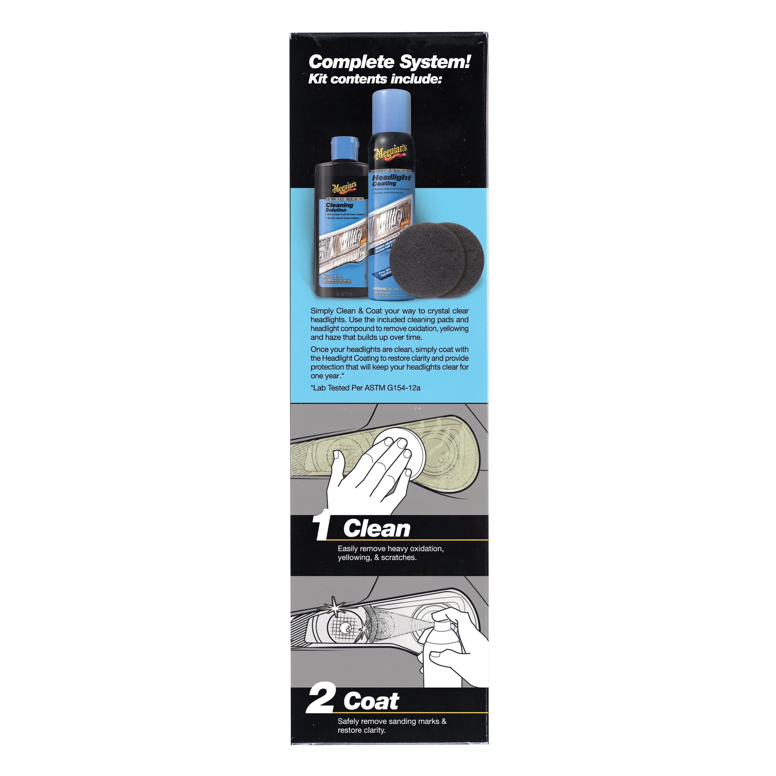 Meguiar's Two Step Headlight Restoration Kit, Clear – Cleaning Solution, 4 Count (1 Pack)