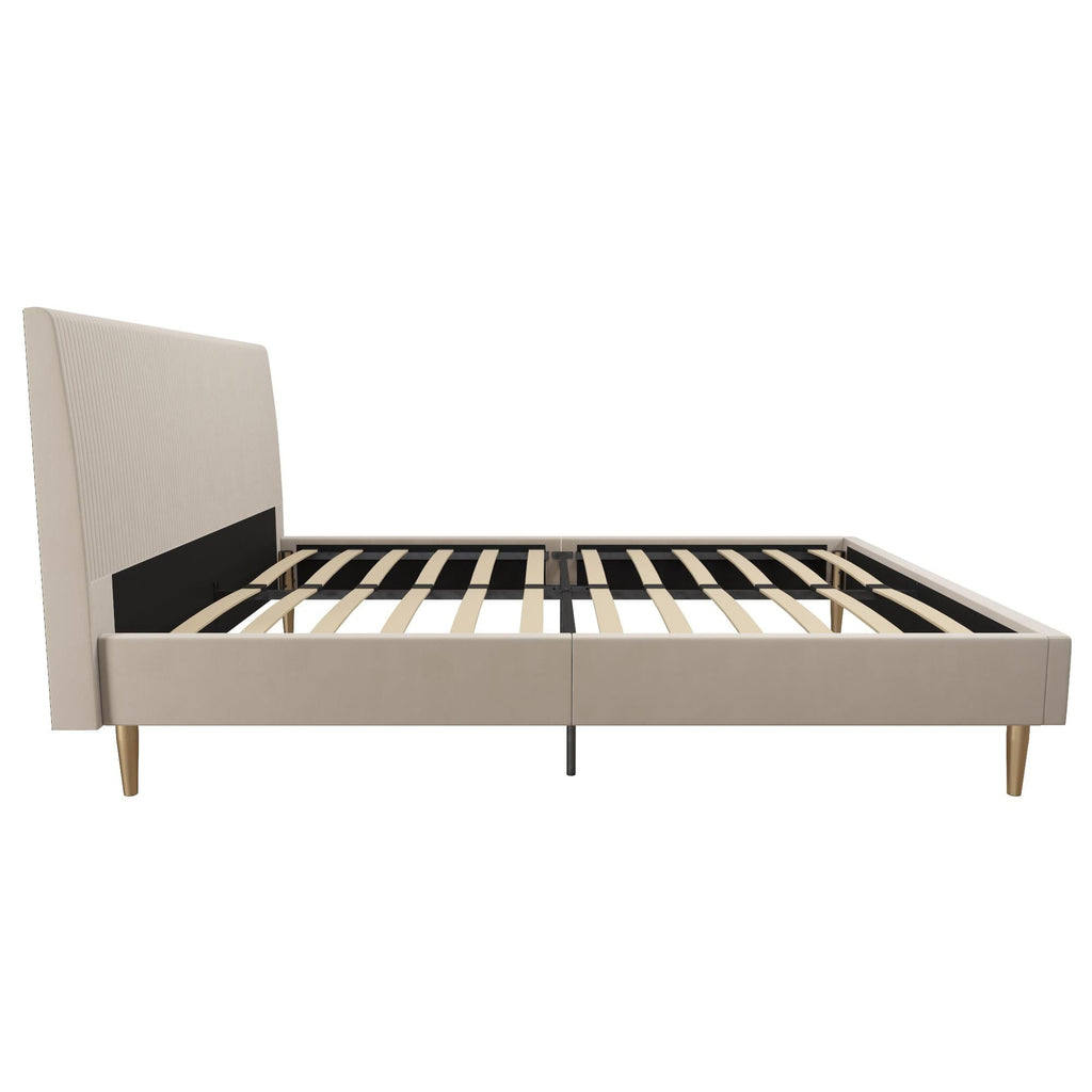 Mr. Kate Daphne Upholstered Bed with Headboard and Modern Platform Frame, Queen, Ivory Velvet