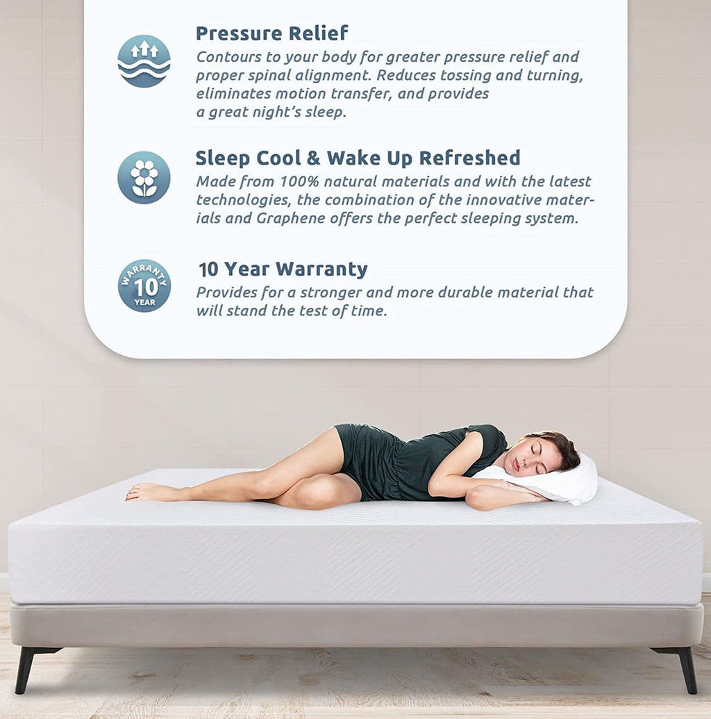 10" RV Mattress King Size for RVs, Campers & Trailers, 80"L x 72"W x 10"Th, Memory Foam Mattress in a Box
