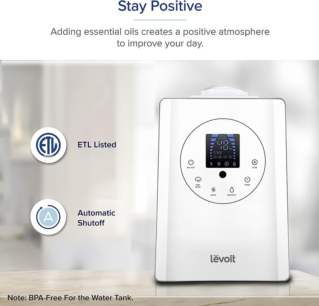Levoit 6L 753 sq ft Warm and Cool Mist Humidifier, Vaporizer, White