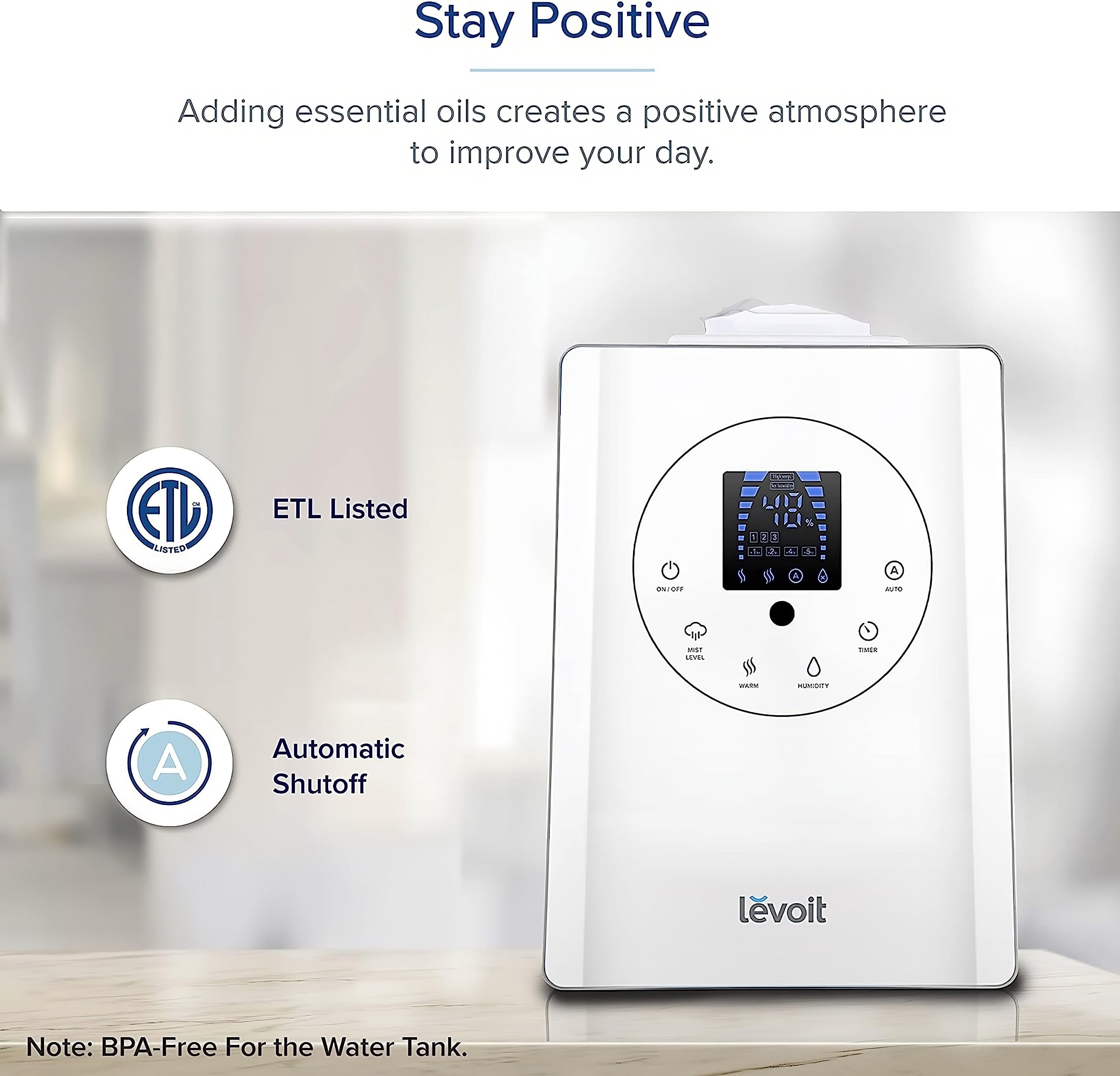 Levoit 6L 753 sq ft Warm and Cool Mist Humidifier, Vaporizer, White