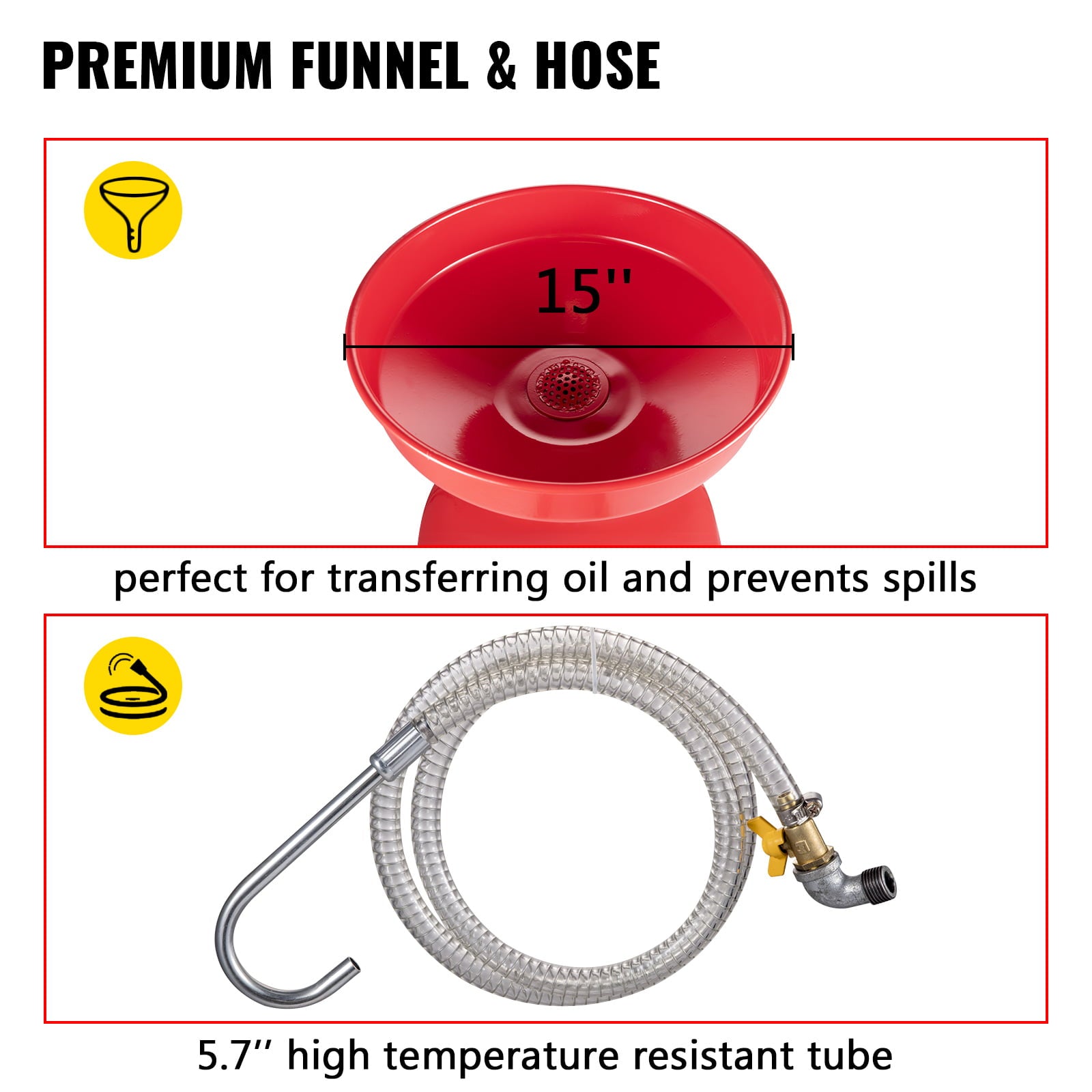 VEVOR Waste Oil Drain Tank 20 Gallons Portable Air Operated Drainer, Container, Fluid Fuel Transfer Drainage, Adjustable Funnel Height, with Wheel