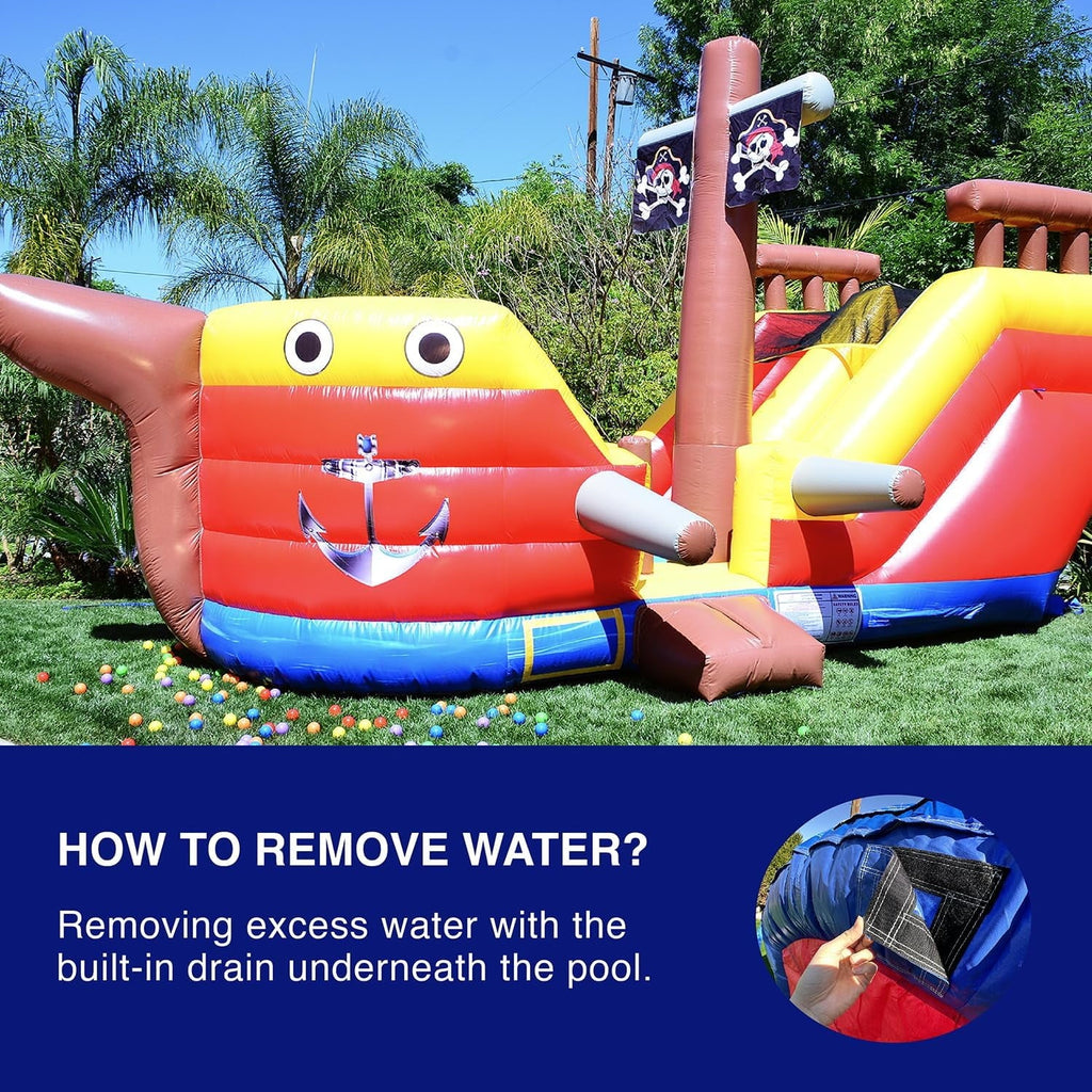 JumpOrange Pirate Ship Commercial Grade Bounce House Water Slide for Kids and Adults (with Blower)