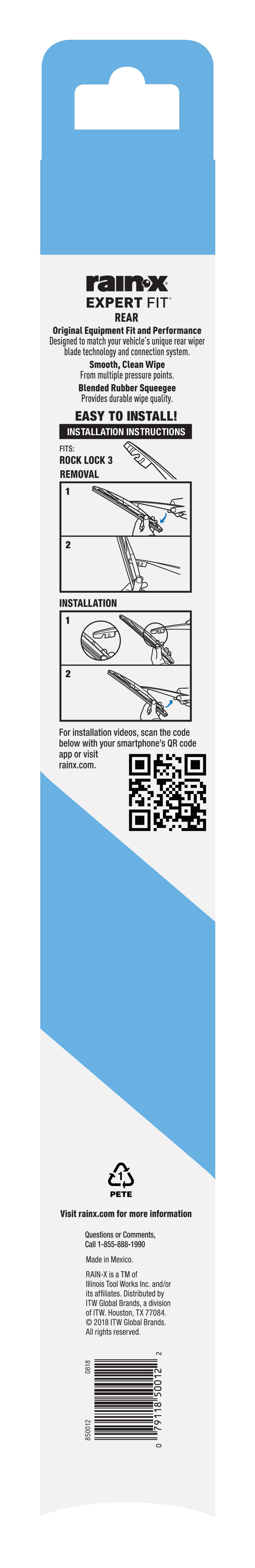 Rain-x Expert Fit Rear Wiper Blade 16" Replacement 16B - 850012