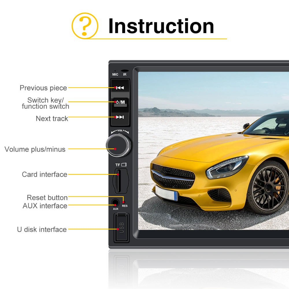 Polarlander Car Stereo Car Audio Double Din 7-inch HD Touch Screen Car radio Player with Multimedia SD USB FM AUX MP5/4/3 mirror link function Bluetooth with 4LED backup camera