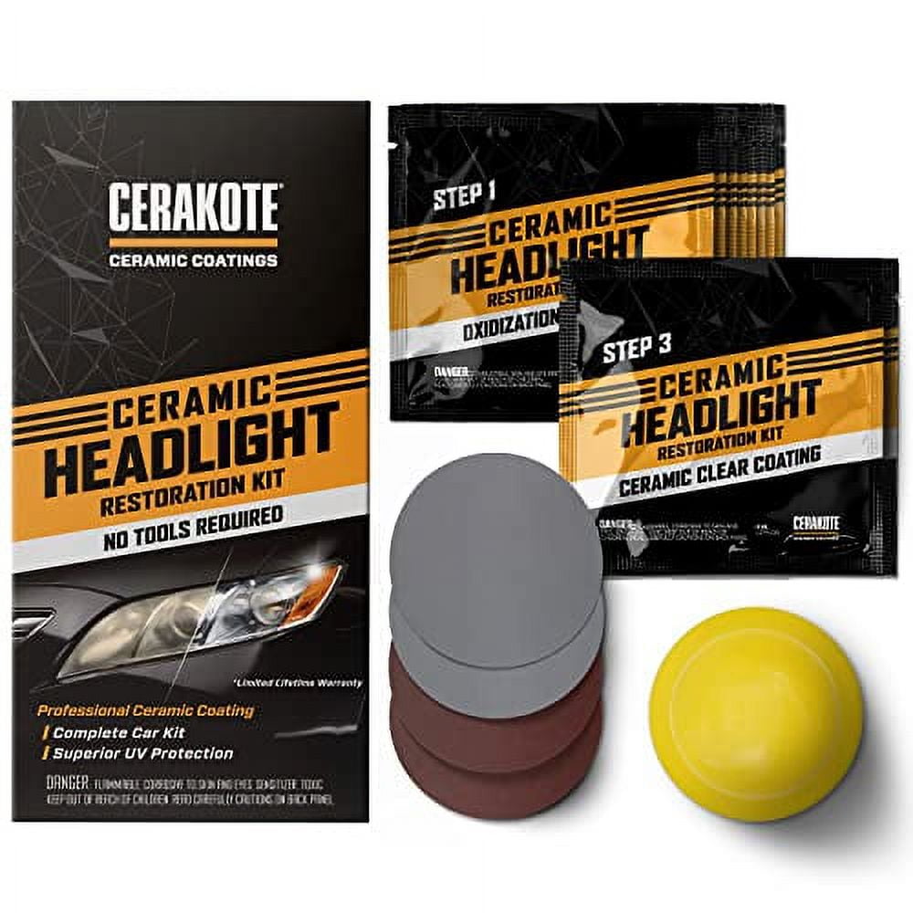 Ceramic Headlight Restoration Kit - Guaranteed To Last As Long As You Own Your Vehicle - Brings Headlights Back To Like New Condition - 3 Easy Steps - No Power Tools Required