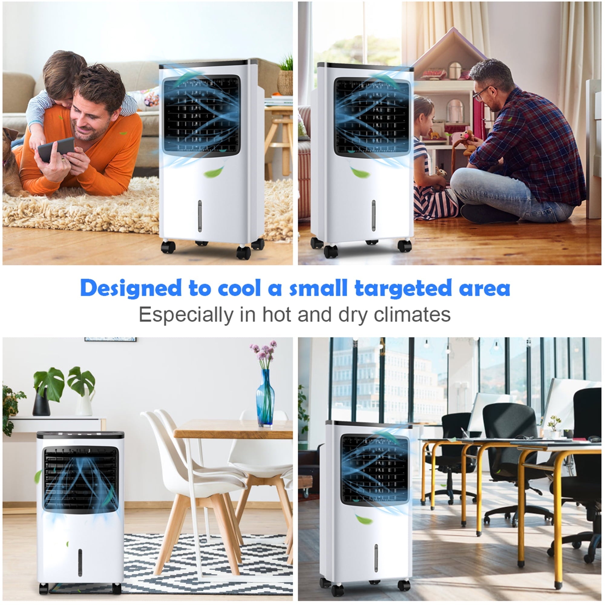 Gymax Evaporative Air Cooler Fan w/ 3 Modes and Speeds Home Office