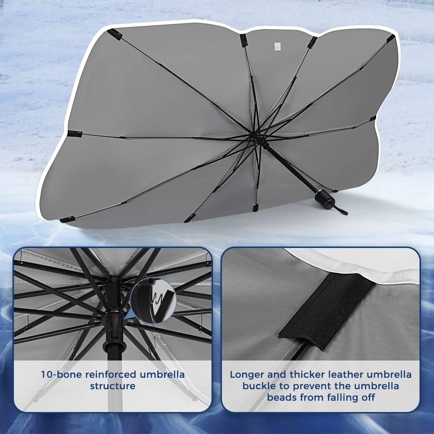 Windshield Sun Shade Umbrella, Car Windshield Sun Shade Foldable Cover Visor UV Ray Reflector, Car Sun Shade Windshield for Auto Trucks SUV Keeps Vehicle Cool Heat Insulation Protection
