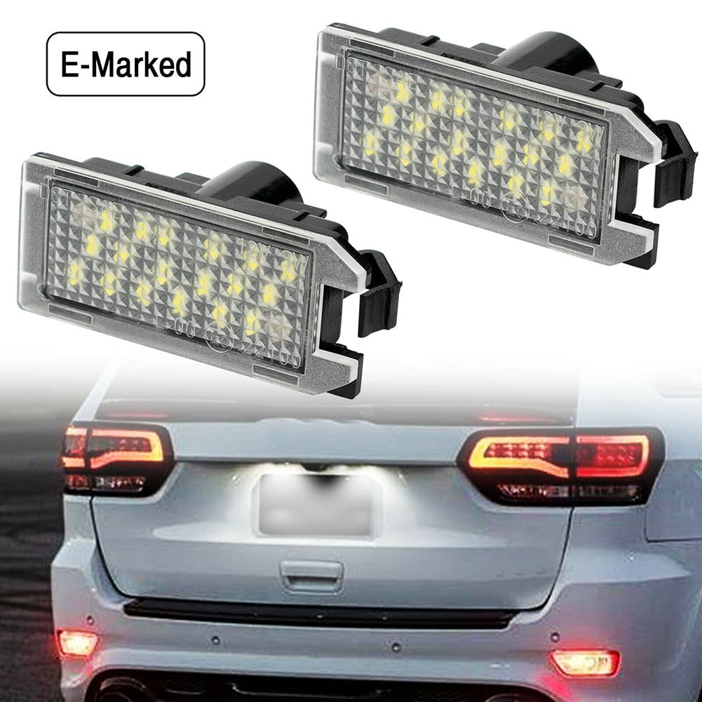 2X White Led License Plate Light For Jeep Grand Cherokee 2014-2020