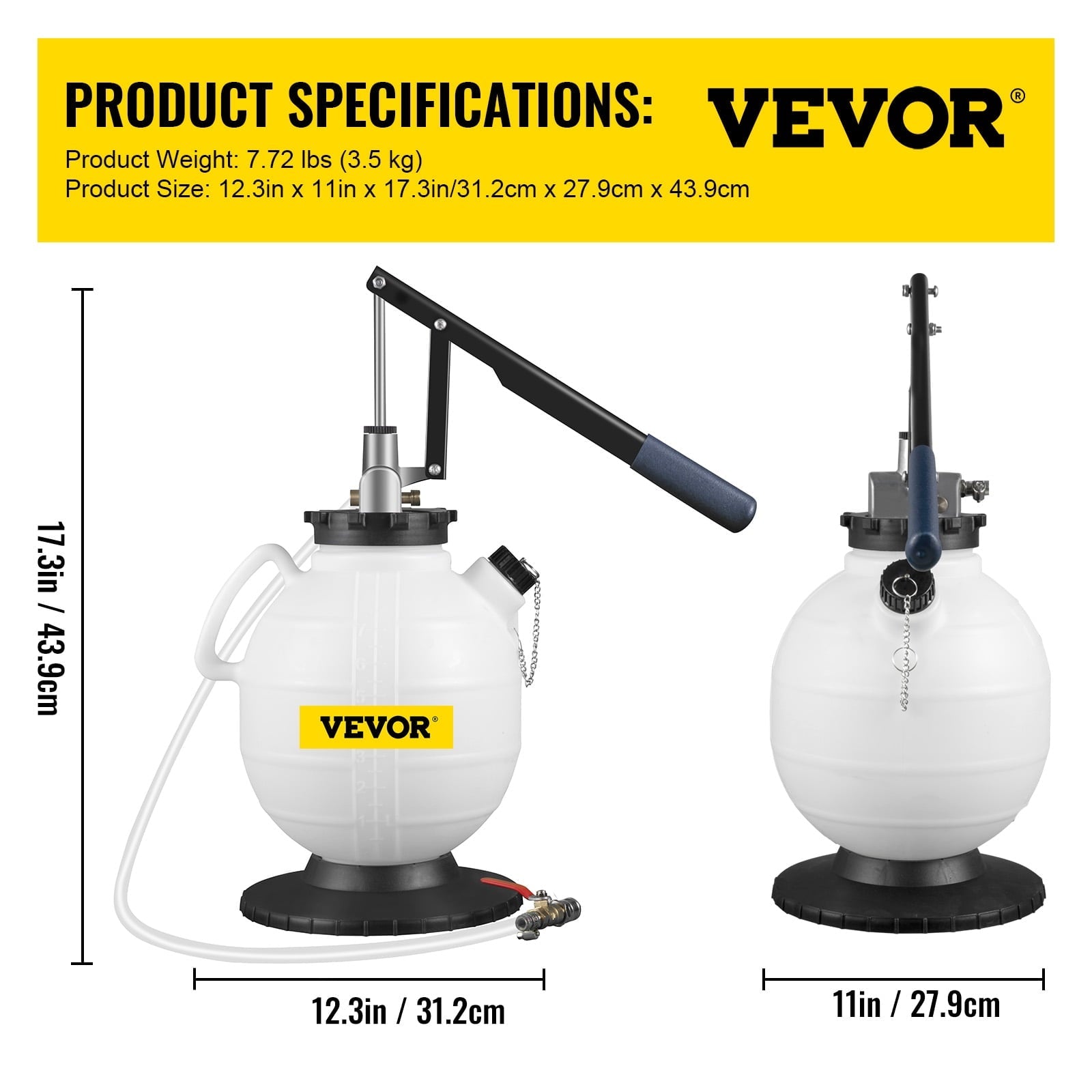 VEVOR Transmission Fluid Pump Manual ATF Refill System Dispenser, Oil and Liquid Extractors 7.5 Liter Large Capacity, Automatic Transmission Fluid Pump Tool Set with 8 Pieces ATF Filler Adapters