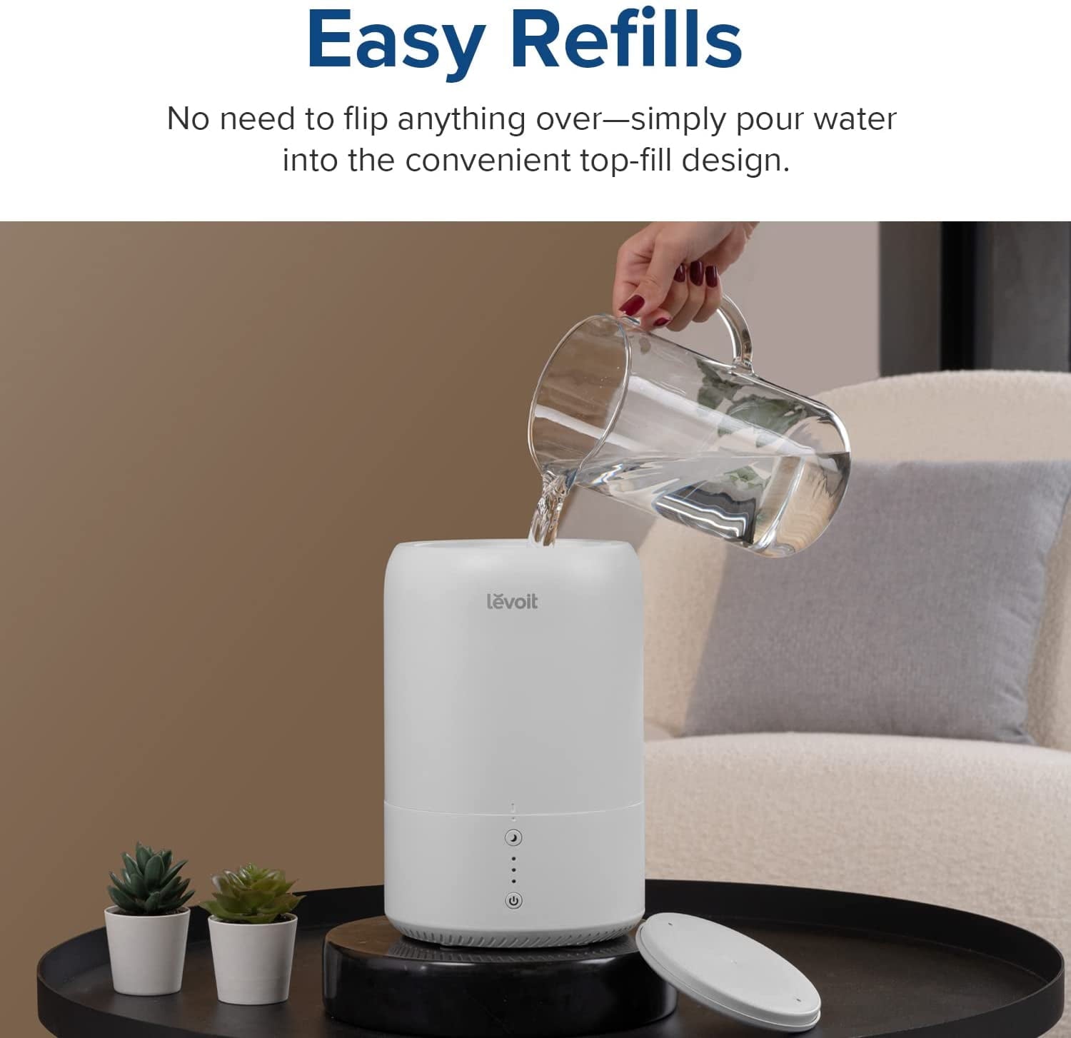 Levoit 1.8L 260 sq ft Cool Mist Humidifier for Room, White