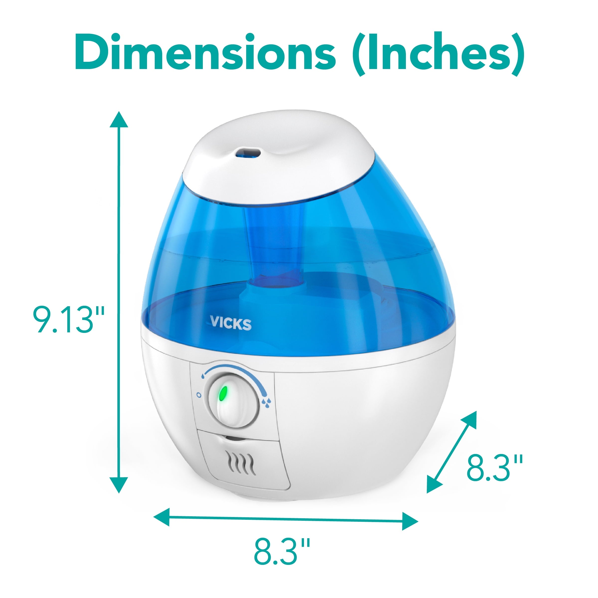 Vicks Mini Filter-Free Cool Mist Humidifier, 250 sq ft, White, VUL520W