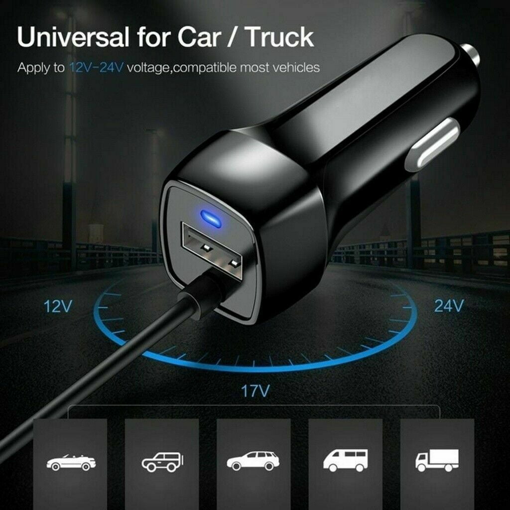 USB Car Charger For iPhone 13 12 11 Pro Max 8 7 + Fast Charging With Extra Cable (4.9ft)