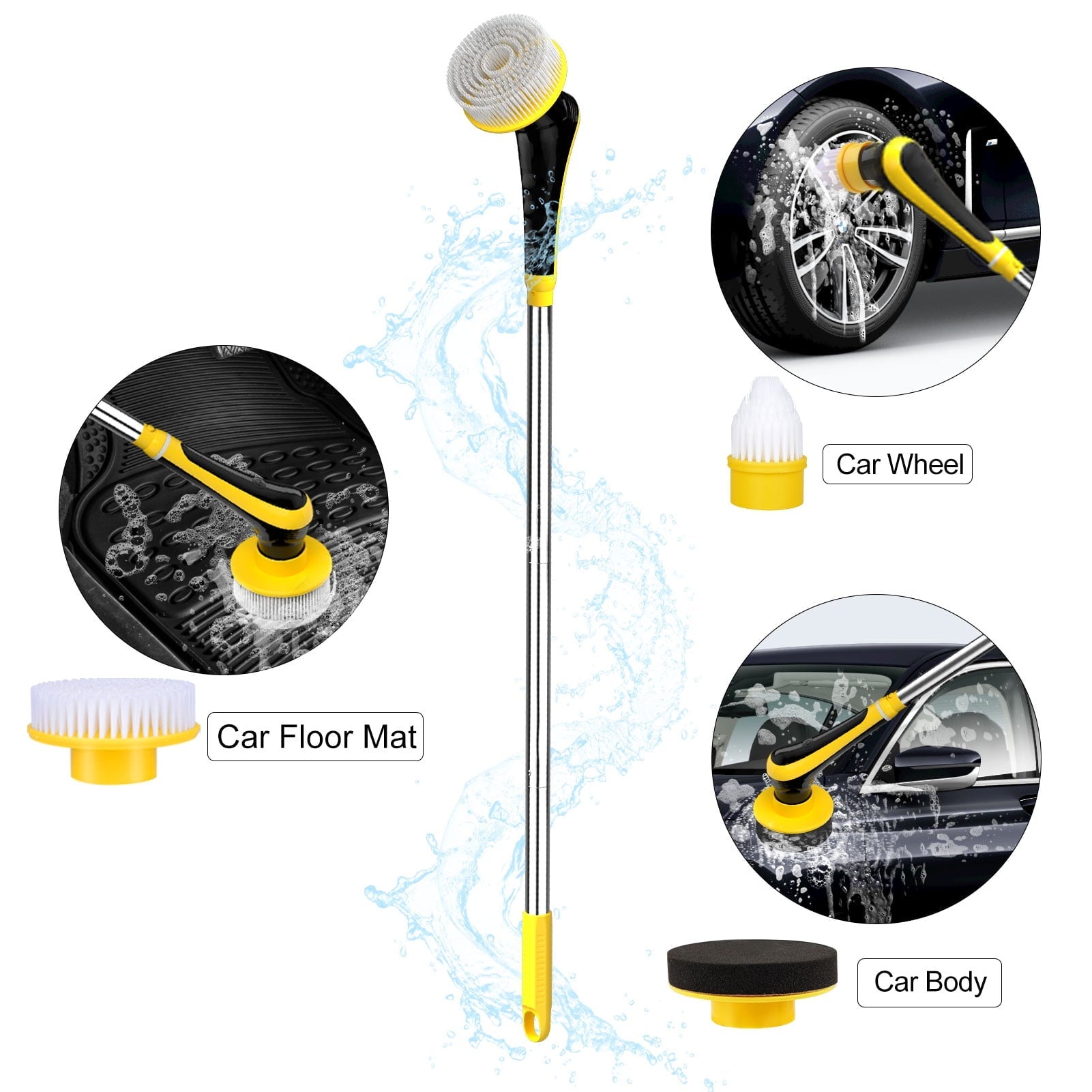 vrillo QJ600 16pcs Electric Spin Scrubber Car Cleaning Tools Kit, Cordless Car Detailing Brushes Set for Interior, Exterior Cleaning