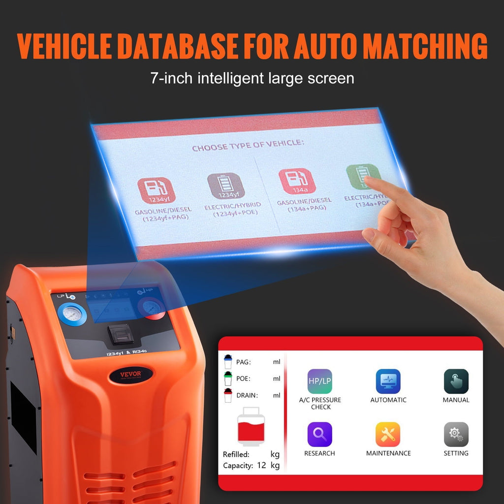 BENTISM Refrigerant Recovery Recharge Machine Fully Automatic for R134a & R1234yf