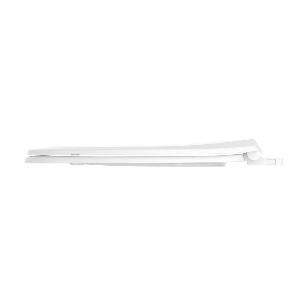 Mainstays Elongated Plastic Toilet Seat with Soft Close and Easy off in Daisy White