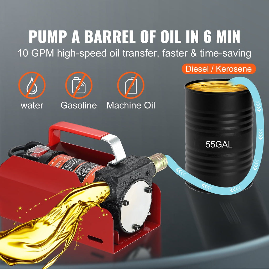 BENTISM Diesel Fuel Transfer Pump Kit,10 GPM12V DC Fuel Transfer Extractor Pump with Automatic Shut-off Nozzle Hose for Diesel, Kerosene, Machine, Transformer Oil