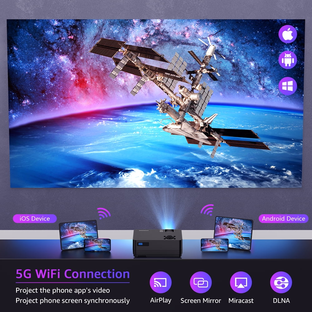 ROCONIA 5G WiFi Bluetooth Native 1080P Projector, 13000LM Full HD Movie Projector, LCD Technology 300" Display Support 4k Home Theater,(Projector Screen Included)