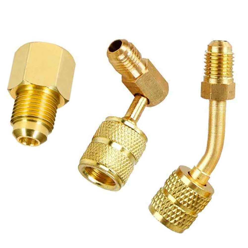 QIFEI 3Pc/Set R410a Adapter R134a Refrigerant Tank Vacuum Pump for Mini Split System HVAC Gold