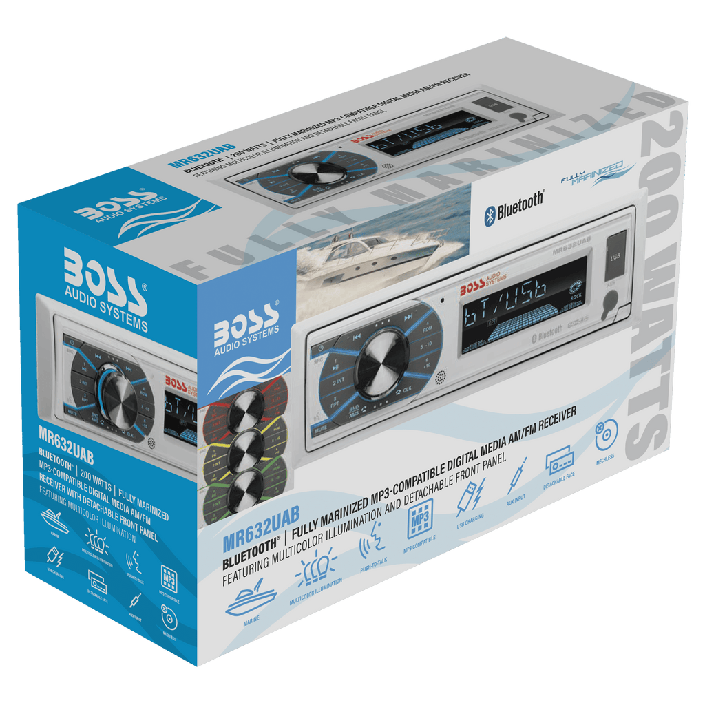 Boss Audio Systems MR632UAB Marine Bluetooth Receiver No CD MultiColor Illumin