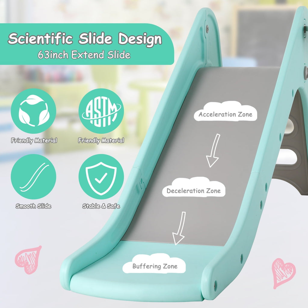 Arlopu Plastic First Slide for Toddlers, Sturdy Kids Slide Play Climber with Basketball Hoop, Indoor Outdoor Playground Playset for Kids 1-6 Years