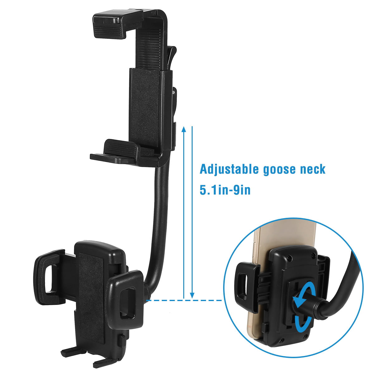 Car Rear View Mirror Phone Mount Holder, iMounTEK Universal 360° Rotation Phone Stand Cradle for iPhone Samsung GPS