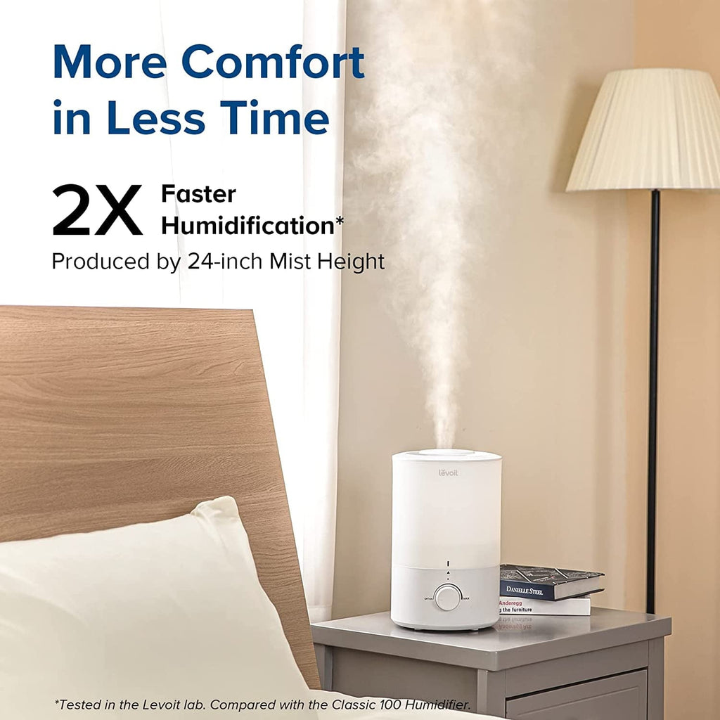 Levoit Cool Mist Humidifier for Room, 3L Top-Fill Humidifier for Bedrooms, and Baby Nurseries, with Aromatherapy, Dual 150, White