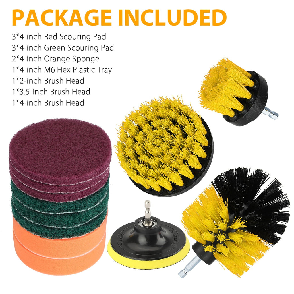 12pcs Drill Brush Car Detailing Kit, TSV Car Wheel Tire Cleaning Brush Set, Wheels Brush, Rim Brush, Scrubing Brush Pad Sponge Kit for Car Waxing, Polishing, Tile