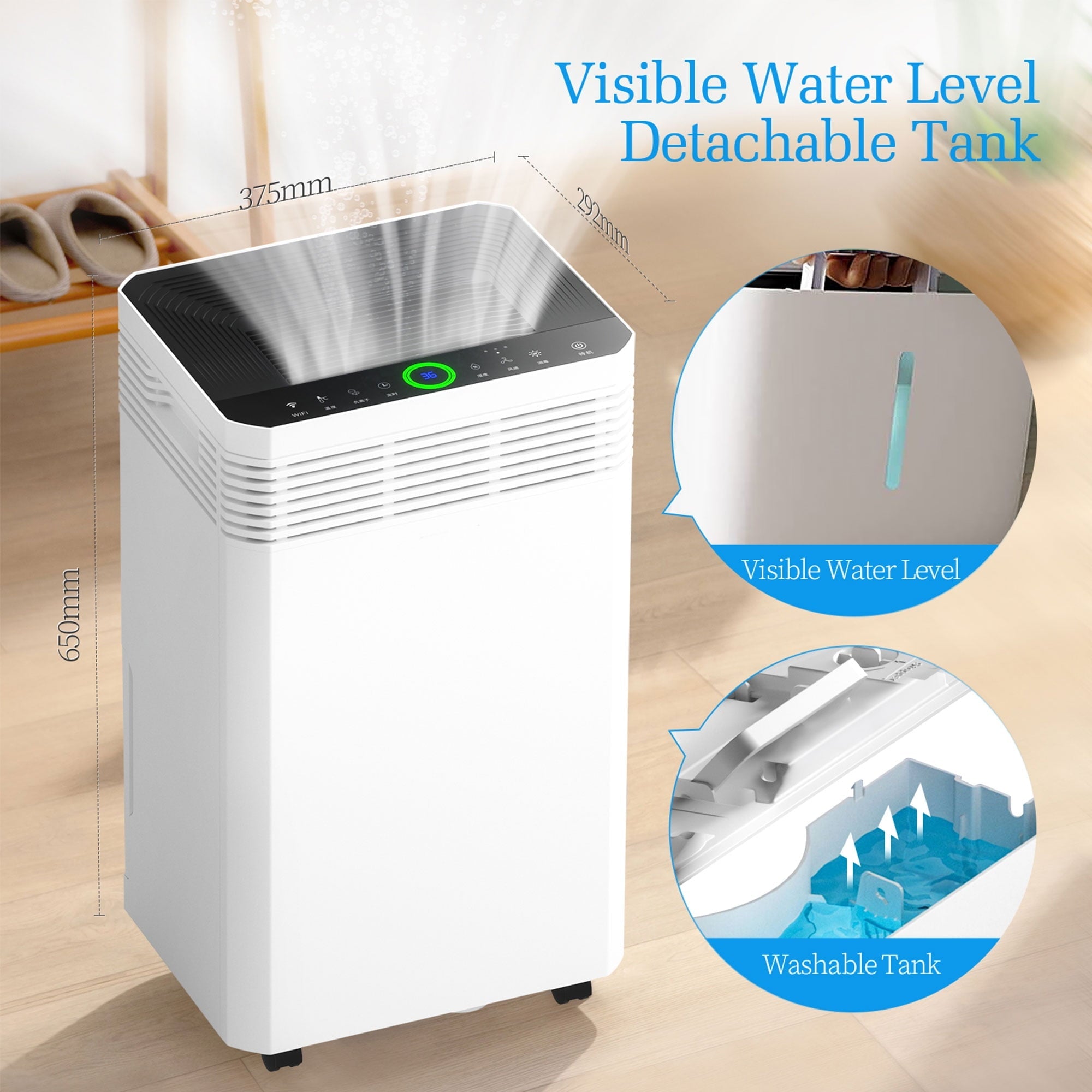 HUMSURE Dehumidifier 8,000 Sq Ft 90 Pint Commercial Home Dehumidifier with Pump, Basement High Capacity Dehumidifier with Drain Hose, Smart Humidity Control, Moisture Removal 120 Pints (95 "F, 95% RH)