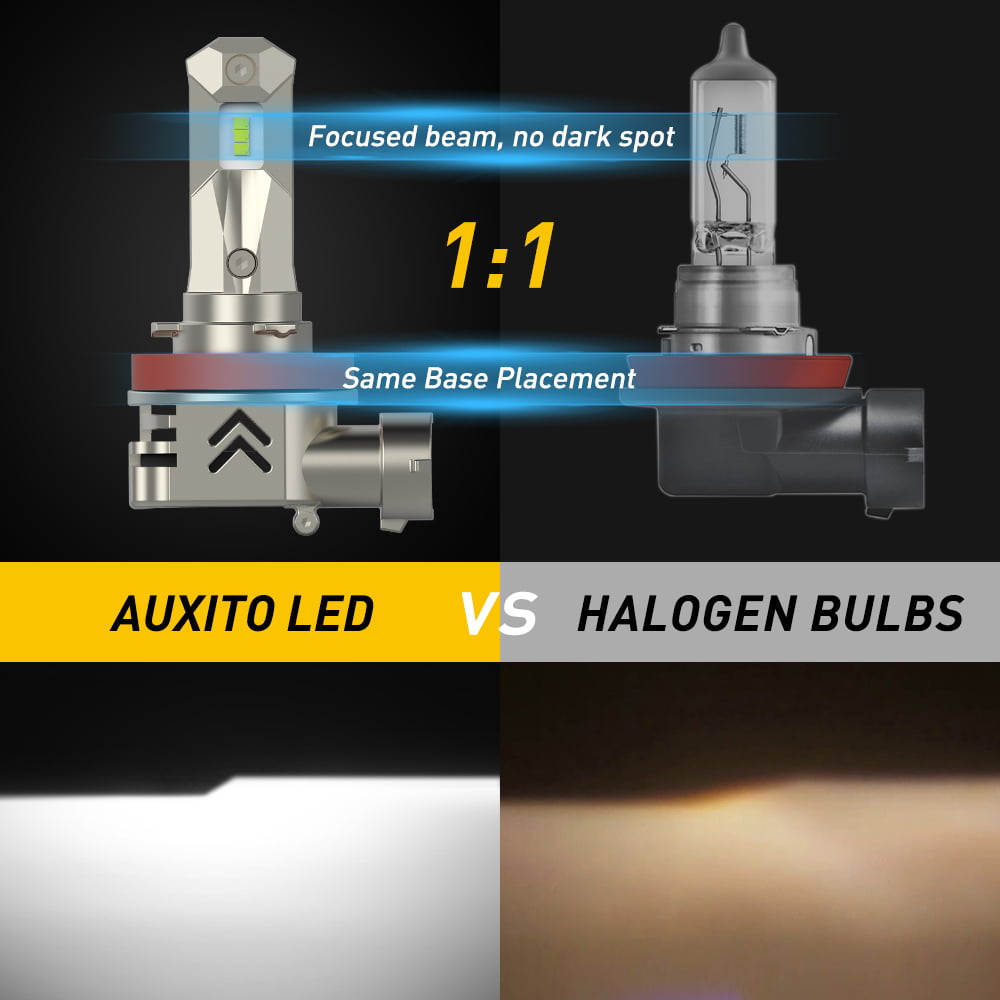 AUXITO H11 Headlight Bulb, 14000LM 300% Brighter H8 H9 H11 LED Headlight Bulbs for Low Beam High Beam, 6000K White, Pack of 2