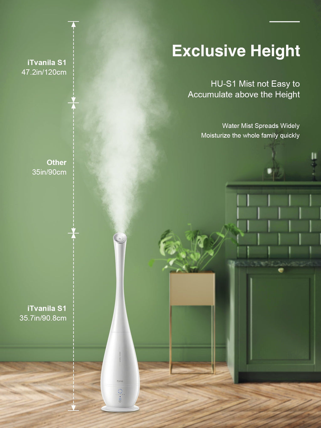 Cool Mist Humidifiers Large Room, 5L Floor Humidifier for Bedroom with Remote Control, Last up to 50 Hours, Smart Humidity Essential Tray