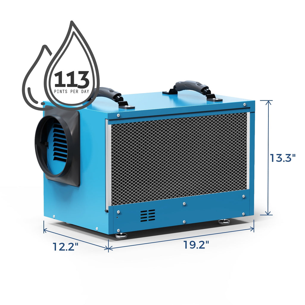 ALORAIR 113 Pints Commercial Dehumidifiers for Basement, Crawl Space Dehumidifier with Drain Hose, Blue