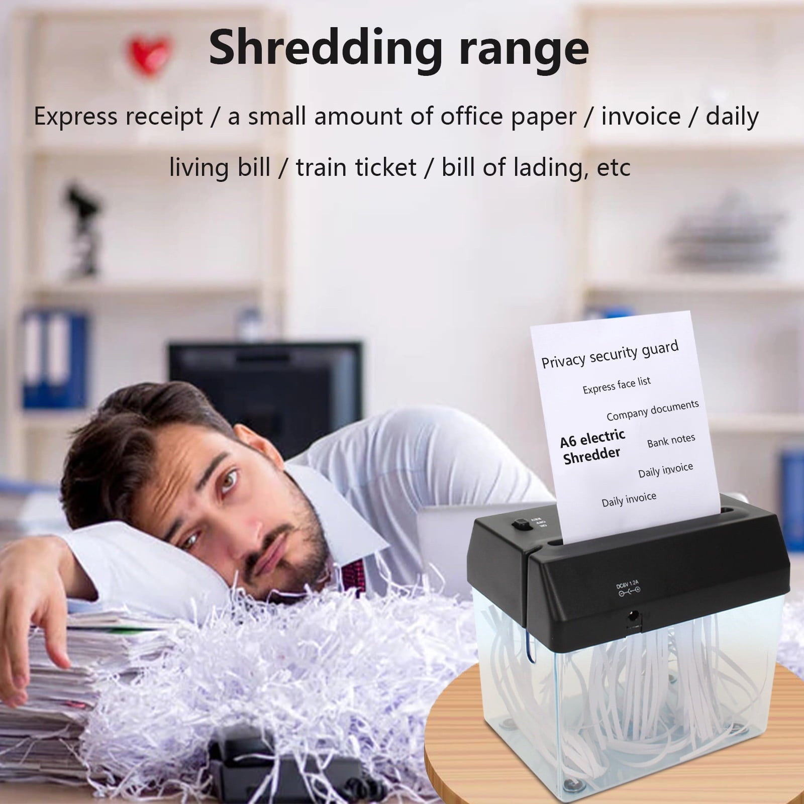 Daiosportswear Clearnance Shredder,Portable MIni Electric USB and Battery Operated Paper Shredder Paper Strip Cut Machine Paper and Document (Battery Not Include)