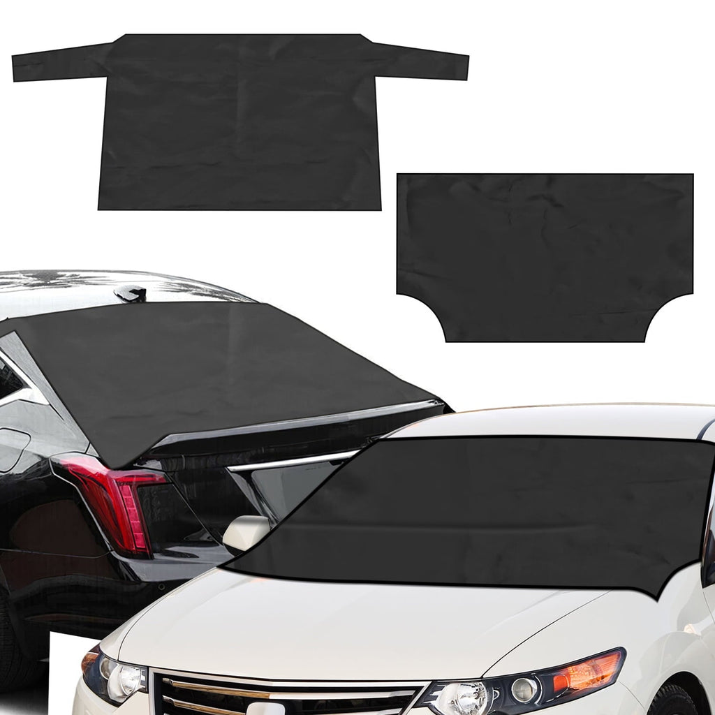 iMounTEK Front Rear Car Frost Guard Winter Windshield Cover for All SUV MPV, Car Accessories for Protection, Black CJ4524