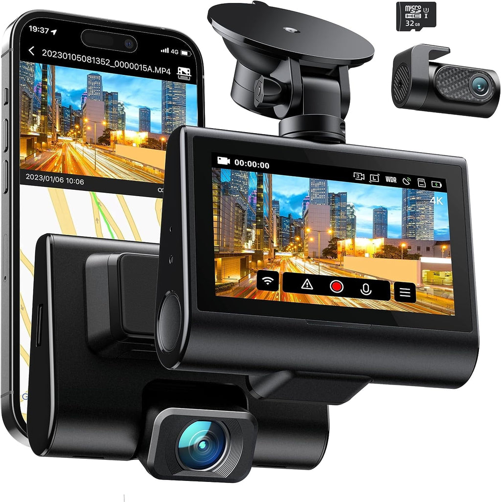 iZEEKER 4K Dash Cam Front and Rear Wi-Fi GPS, 4K+1080P Dual Dash Camera for Cars, 3'' IPS Touchscreen, WDR, Night Vision, Parking Mode, G-Sensor, 2 Mounting Options